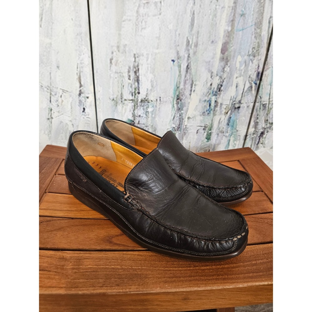 Mephisto Cool-Air Mens Leather Loafers Dark Brown Moc Toe Slip On Shoes US 9.5